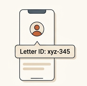 Illustration showing a unique letter ID being created for a private exchange