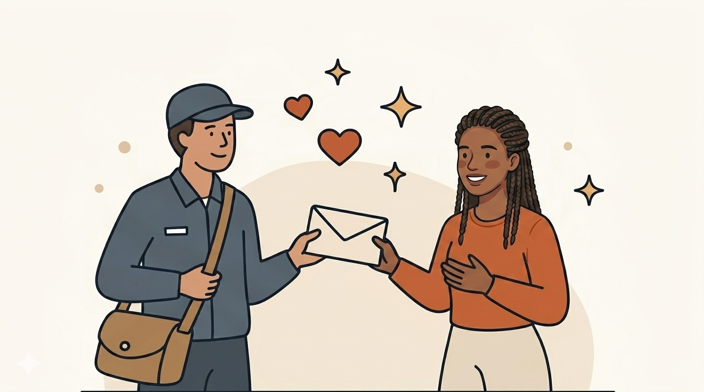 Illustration of someone receiving a forwarded letter while privacy is preserved